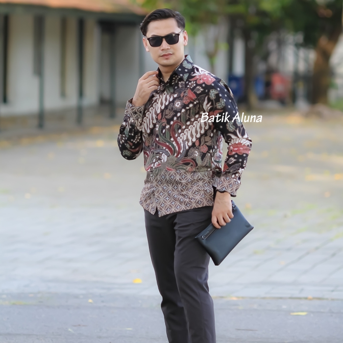 Kemeja Batik Pria Lengan Panjang Semi Premium Formal Modern Kerja Kantor Full Furing Dan Elegan Dewasa Fashion Batik Aluna