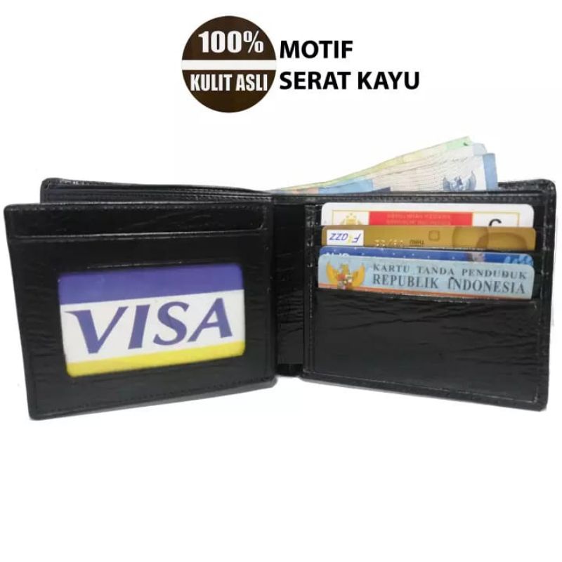 Dompet Kulit ASli 100% Motif Serat Kayu - Dompet Pria - Dompet Kulit Asli Merk RANDOM / Acak