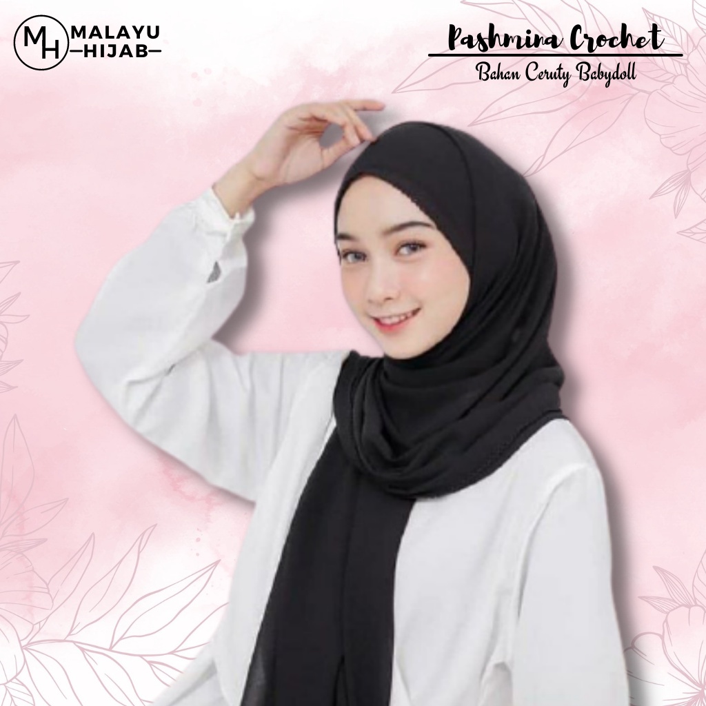 MALAYU HIJAB Kerudung Hijab Jilbab Pashmina Pasmina Crochet Murah Fashion Muslim Wanita Bahan Ceruty