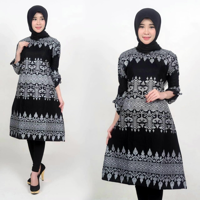 Best Seller Atasan Baju Batik Tunik SERUT GENES JELITA TUNIC NAVBOR YELBOR WHITBOR CREAMBOR Motif Anjani