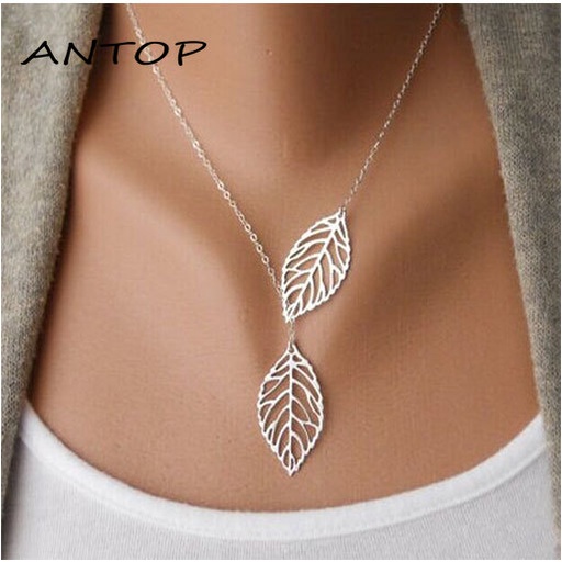 Kalung Rantai Dengan Liontin Daun Bahan Alloy Untuk Wanita
