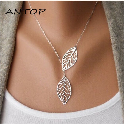 Kalung Rantai Dengan Liontin Daun Bahan Alloy Untuk Wanita