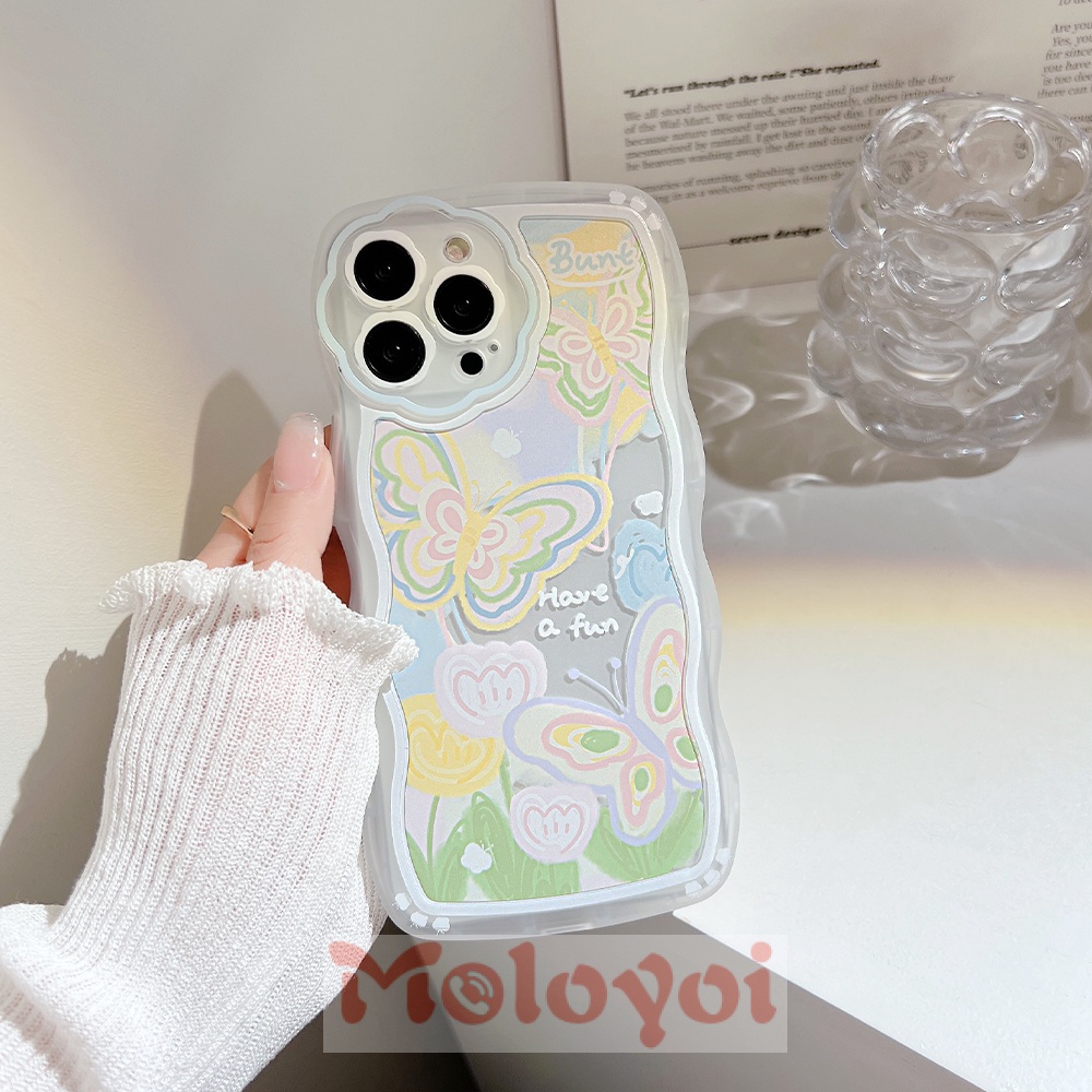 Soft Case Motif Bunga Butterfly Untuk IPhone XR 7 8 Plus 11 13 12 Pro MAX 7 Plus X 6 6s Plus XS MAX 8 Plus SE 2020