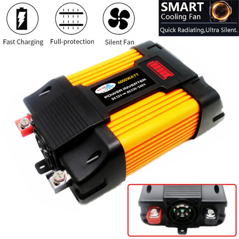 4000w Power inverter dual usb dengan display led untuk DC 12V to AC 220V mobil inverter tenaga surya