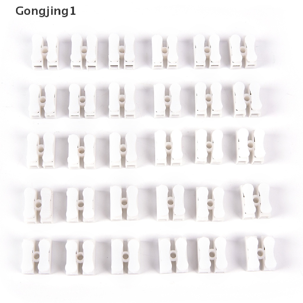 Gongjing1 30pcs Konektor Terminal Kabel 2 Pin Self Locking Warna Putih