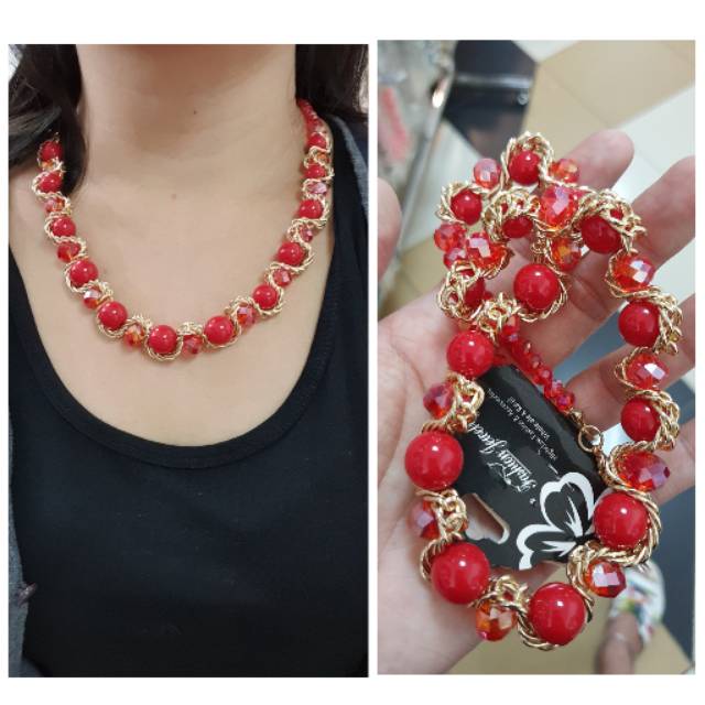 Kalung mutiara merah import