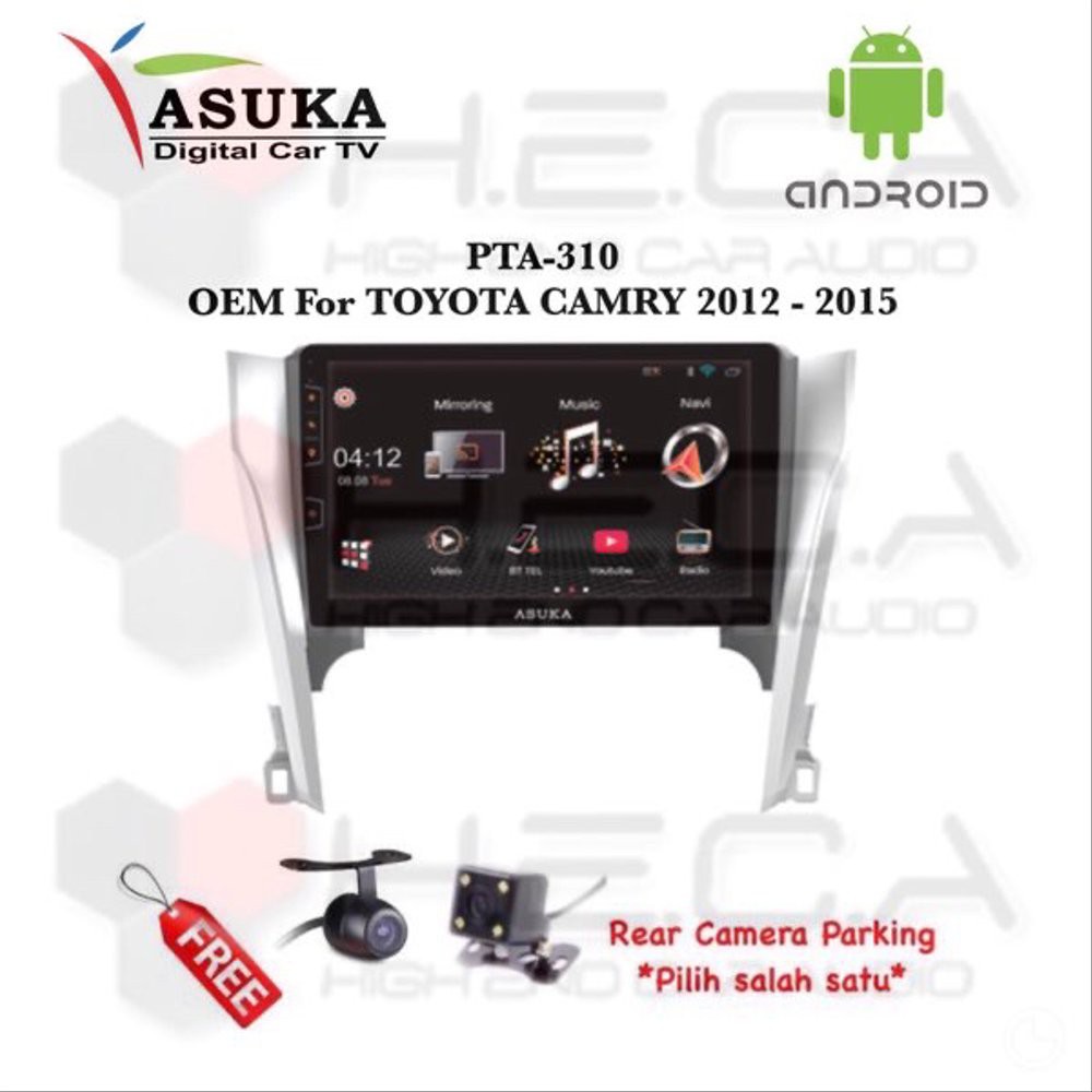 Asuka PTA-310 For TOYOTA CAMRY 2012 - 2015 Head Unit OEM Double Din Tape Mobil PTA-310TV Android&CAM