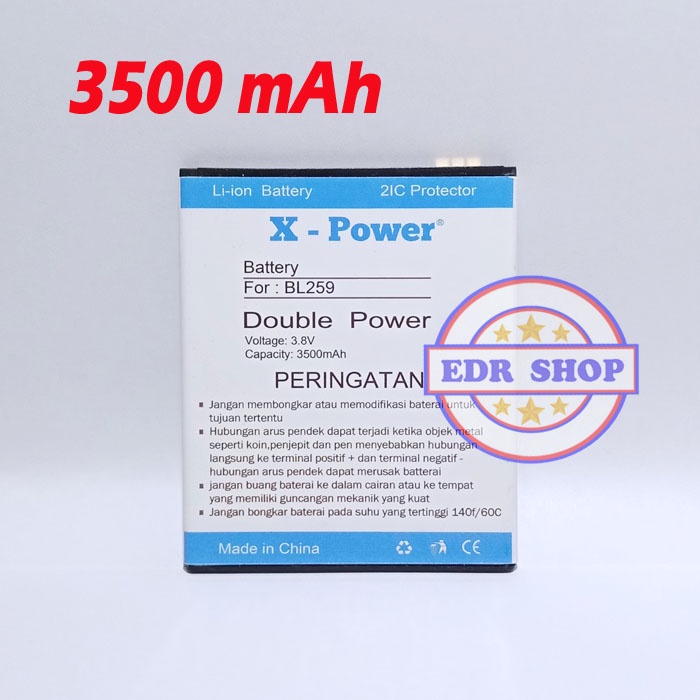 Batre Lenovo K5 Plus A6020 A6020A46 BL259 Batu Baterai Battery Tanam Double Power 03