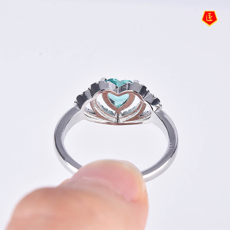 [Ready Stock]Double Heart-Shaped Diamond Ring Fashion Hollowed-out