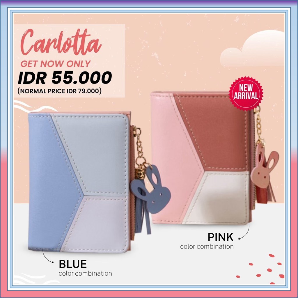 JIMS HONEY CARLOTTA WALLET dompet lipat wanita import motif kelinci kekinian dompet abg unik lucu