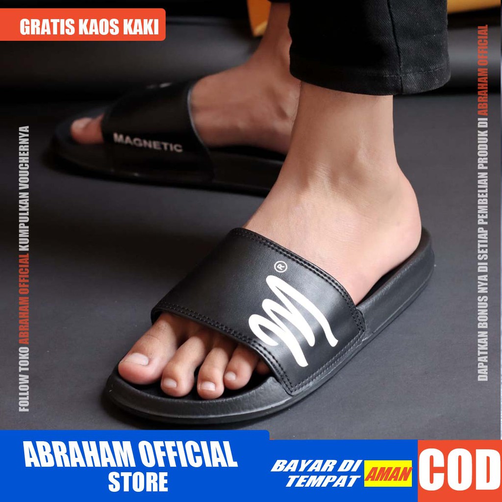 ABRHM x MGNT Sandal Slide Pria Sandal Slop Pria Kulit Pu Sendal Selop Cowok / Cowo Ori Distro Keren