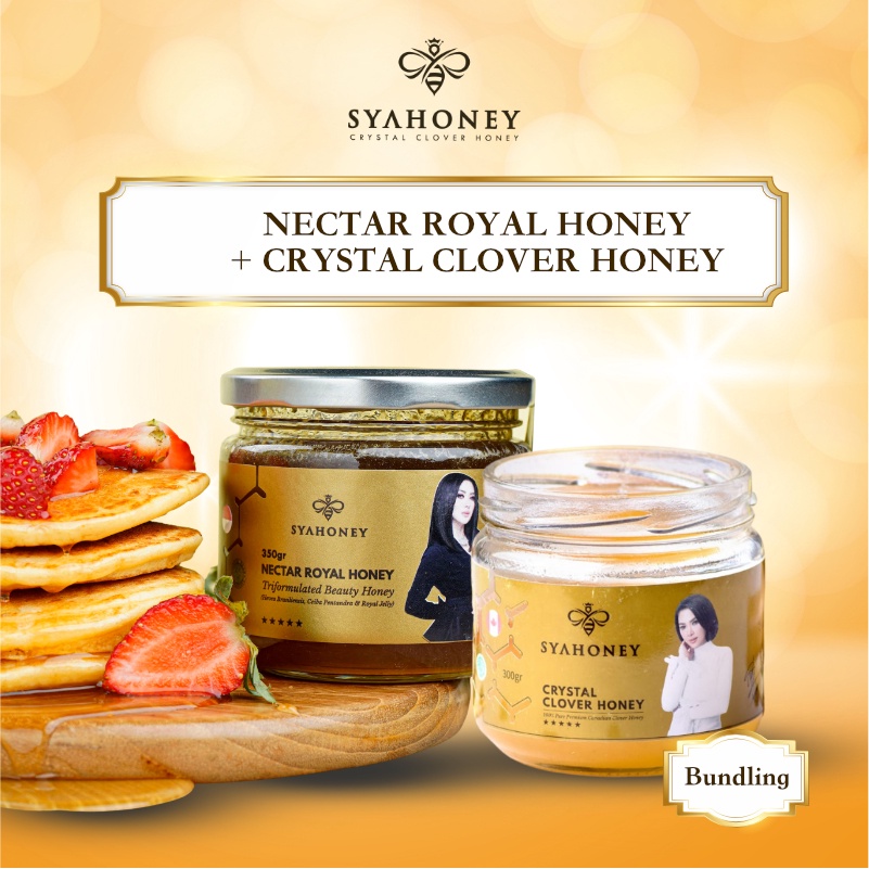 

Syahoney Crystal Clover Honey 500gr + Nectar Royal Honey 350gr 100% Madu Murni Asli