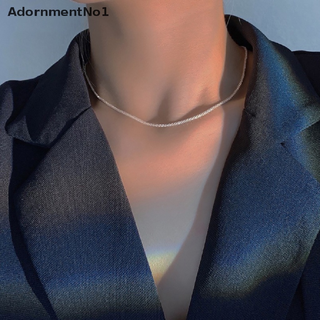 (AdornmentNo1) Kalung Choker Sterling Silver Berkilau Untuk Wanita