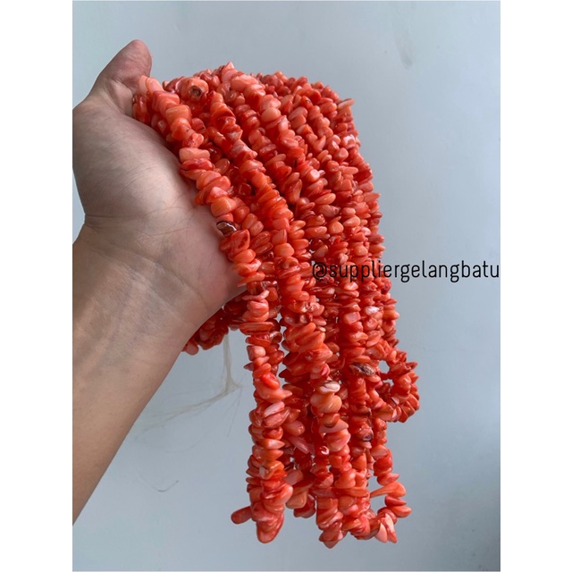 kerikil kerang mix CARNELIAN ORANGE 2cm bahan gelang kalung akik oren