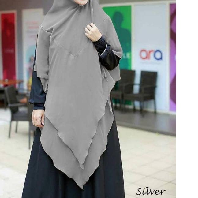 ★ Jilbab Hijab Kerudung Bergo Khimar Instan Syari 2 Layer Anindya Ceruty Babydoll Jumbo Panjang Mura