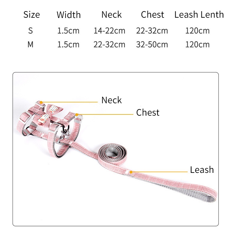 Tali Tuntun Anjing / Kucing Peliharaan Anti Patah Motif Kotak-Kotak Aksen Pita