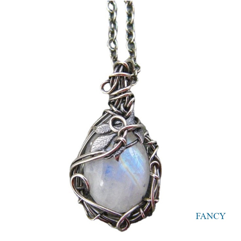 Kalung Sterling Silver 925 Dengan Liontin Moonstone Bentuk Bulan Untuk Wanita