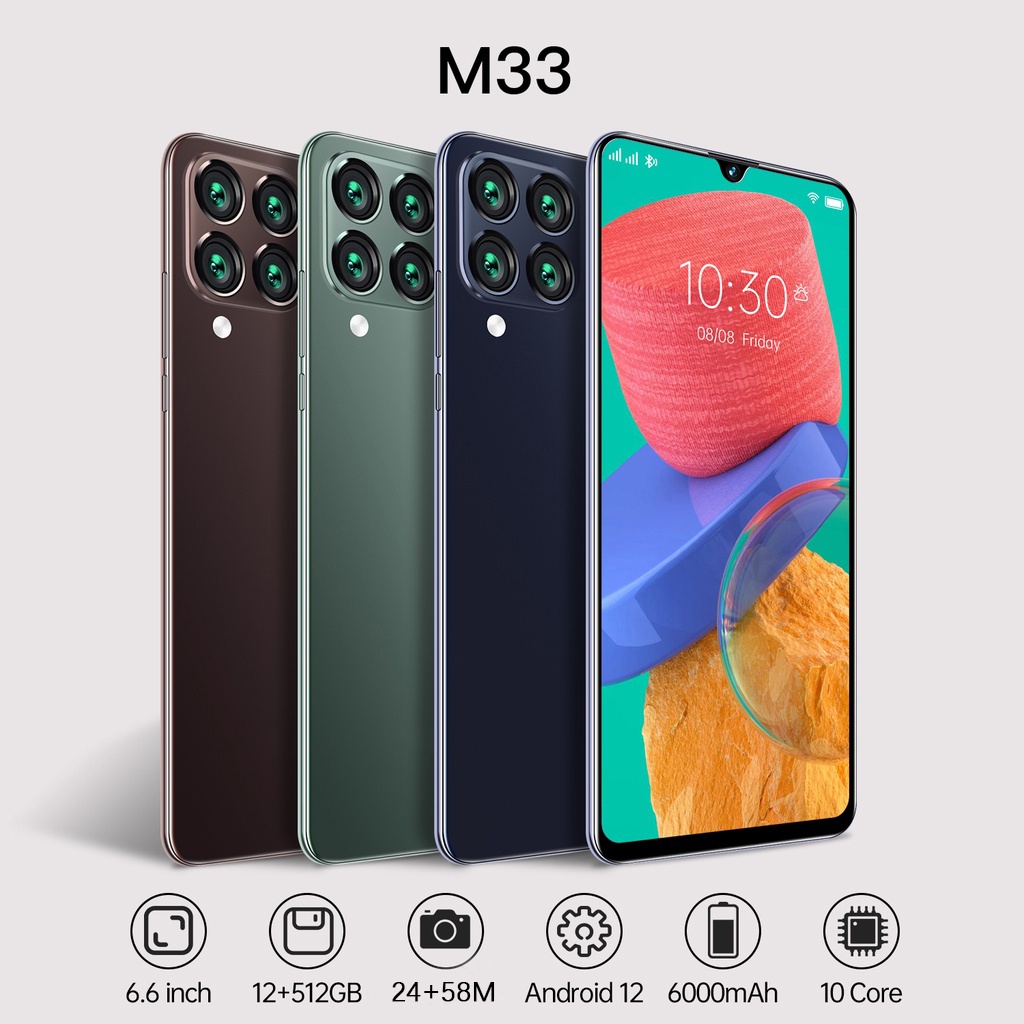hp galaxy M33 RAM 8GB+4GB Extended ROM 512GB MediaTek GARANSI RESMI Handphone Android AMOLED 6.6&quot; Ponsel Baru asli 4G/5G HP Murah Cuci Gudang