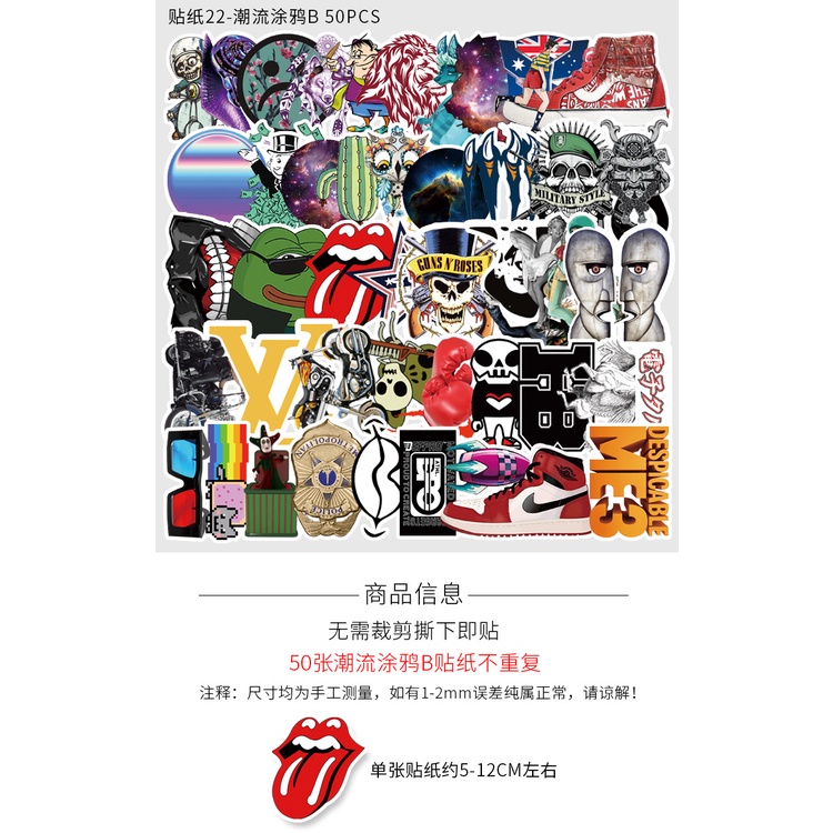 Zhang trendi unik graffiti kartun stiker bagasi PVC notebook mobil stiker sepeda