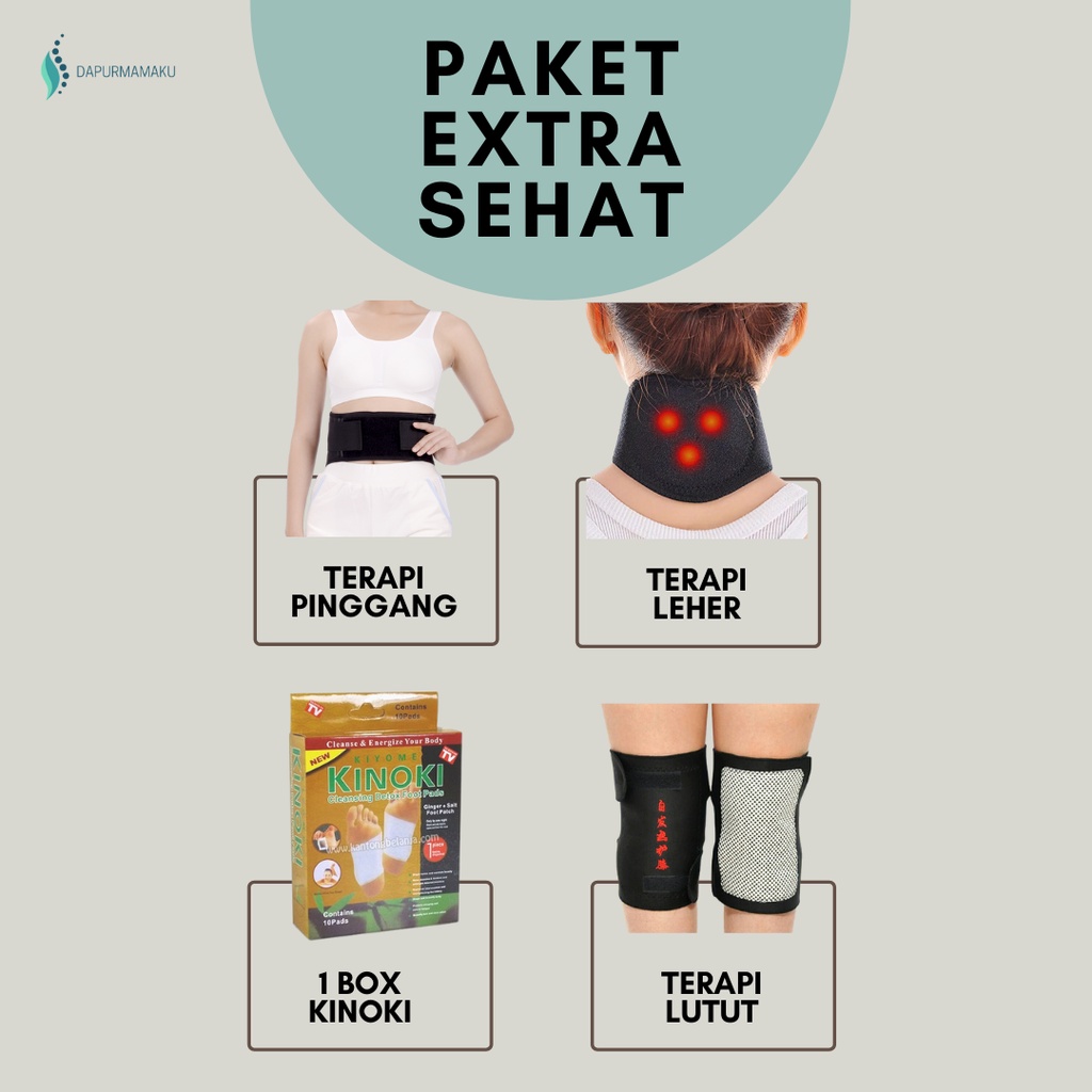Alat Terapi Paket Extra Sehat (Terapi Pinggang, Terapi Leher, Terapi Lutut, 1 Box Kinoki)