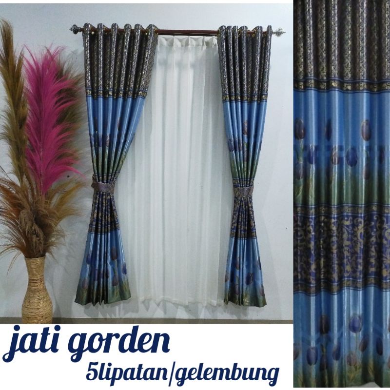 Gorden Jendela Pintu Minimalis Blackout Motif Bunga Tulip