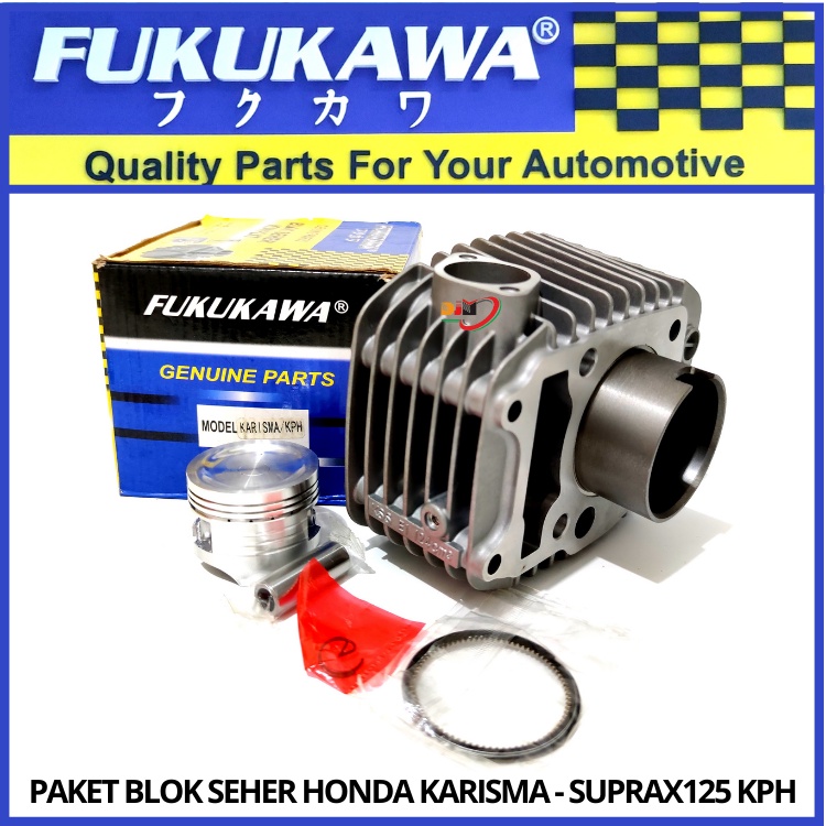 Blok Seher Komplit + Piston Kit Karisma Supra X125 Original Fukukawa