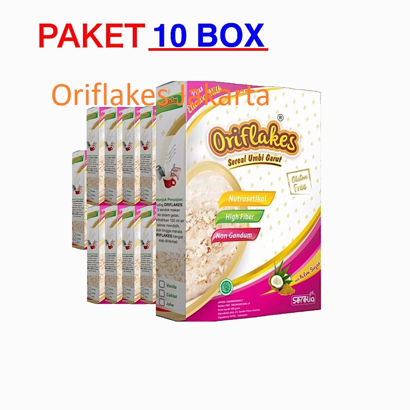 

Oriflakes 10 box 900 Gram Sereal Umbi Garut Asam Lambung Maag Gerd Gastro TERLARIS !!