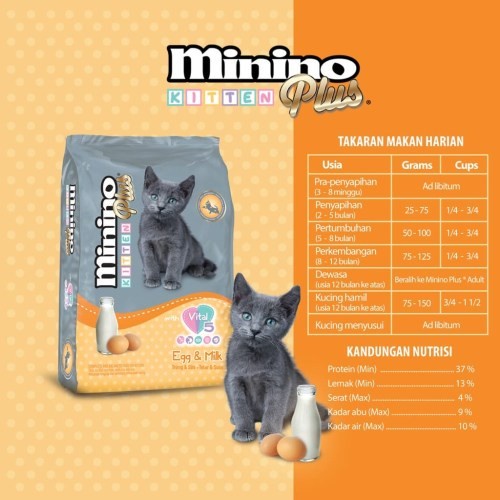 Minino plus kitten 500 gr Makanan Kucing cat food 500gr