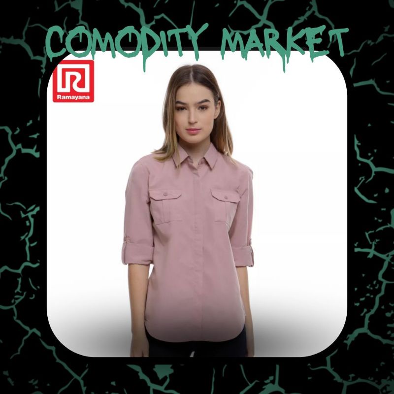 Ramayana - JJ Jeans Kemeja Wanita Basic Saku Tutup 71549R, M