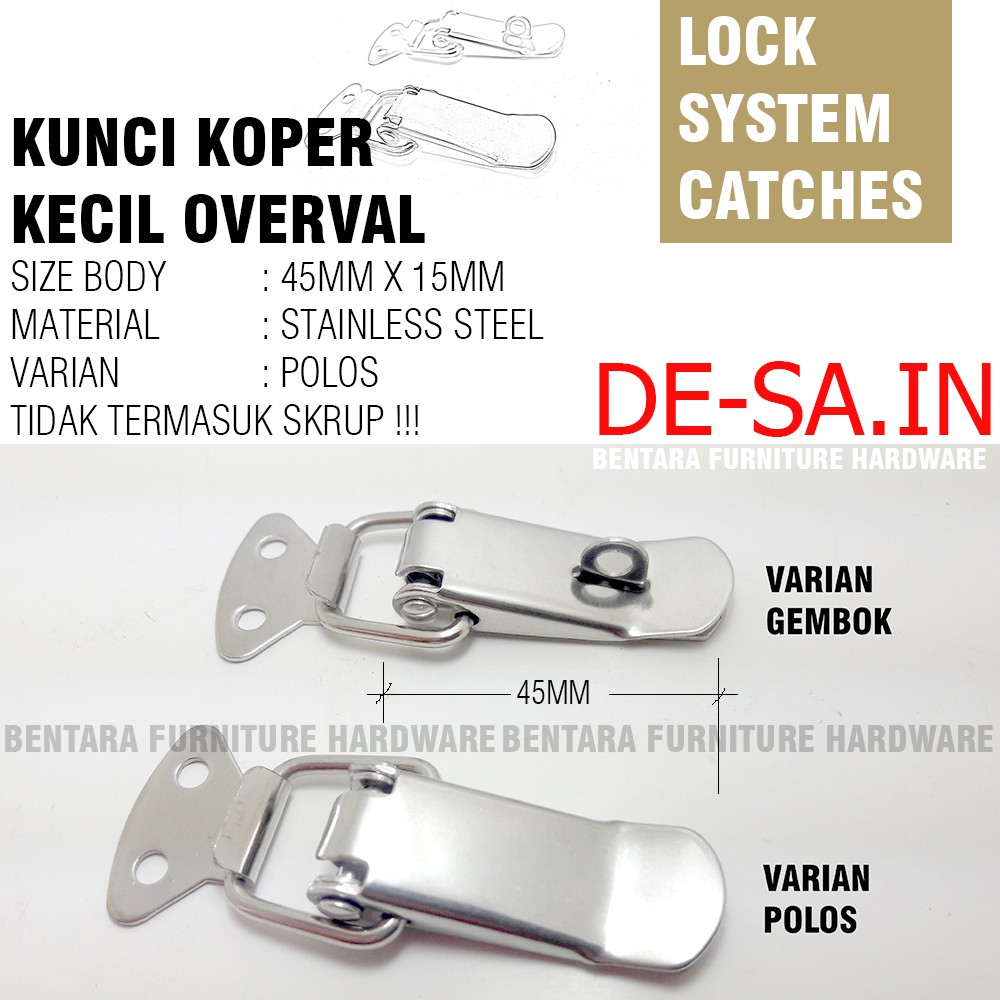 Stainless Steel Kunci Koper Kecil 45MM - Overval Kunci Peti Box