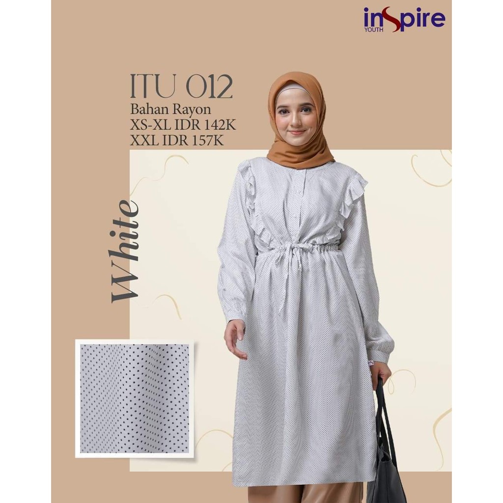 INSPIRE ITU 12 BAHAN RAYON ATASAN TUNIK MOTIF POLKADOT BAJU MUSLIMAH ELEGANT CASUAL