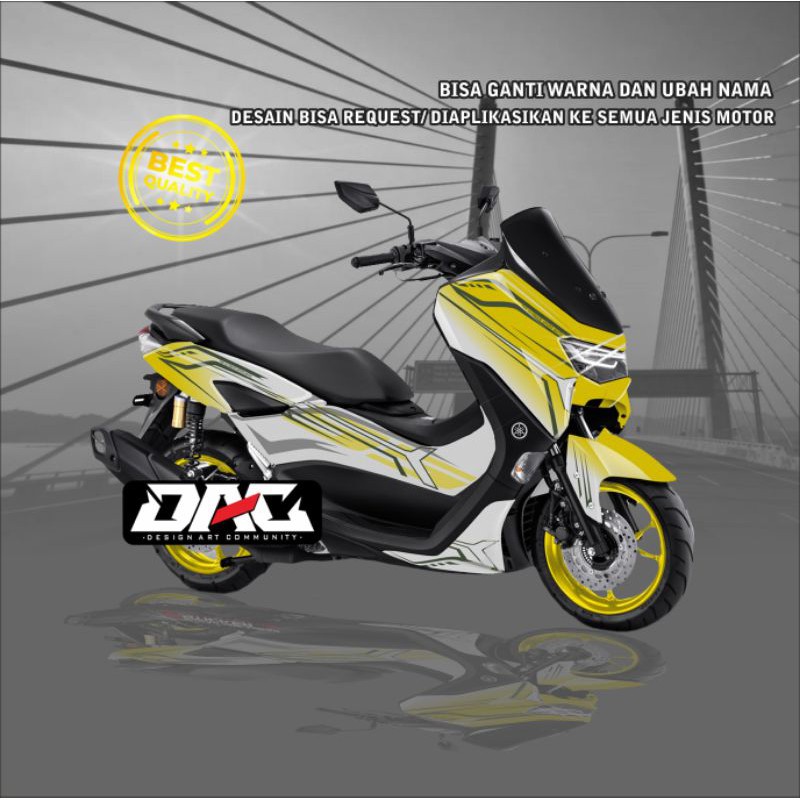 Sticker Decal full body grafis simple nmax kuning putih