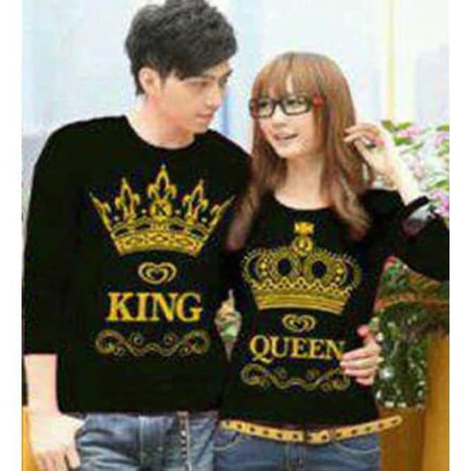 YUK BELI KAOS COUPLE LP KING QUEEN CROWN BLACK - HITAM KEKINIAN