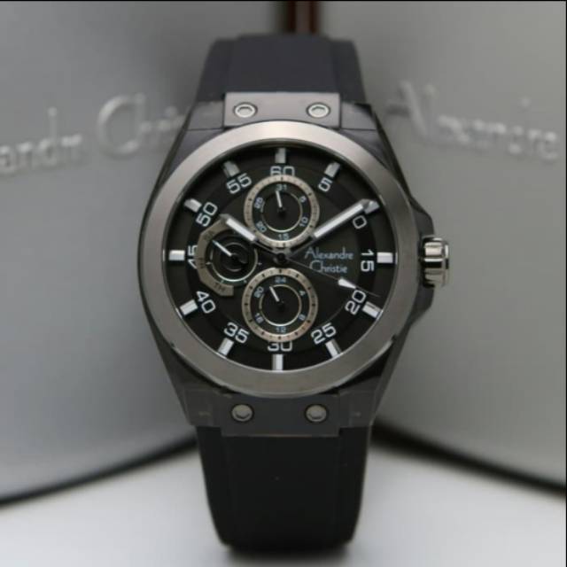 Jam pria ALEXANDRE CHRISTIE AC6546 FULL HITAM