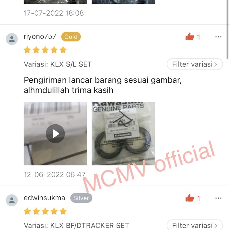 [READY STOCK] KARET SEAL SHOCK OLI DEBU KLX / sil skok DEPAN KLX BF / DTRACKER 150 / KLX tele S / L