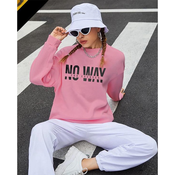 Kaos Lengan Panjang  NO WAY / Kaos Sweatshirt / Atasan Wanita / Atasan Wanita Lengan Panjang