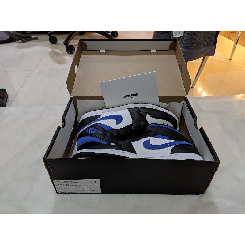 NIKE AIR JORDAN 1 MID - US 10 / WHITE/RACER BLUE-BLACK BNIB