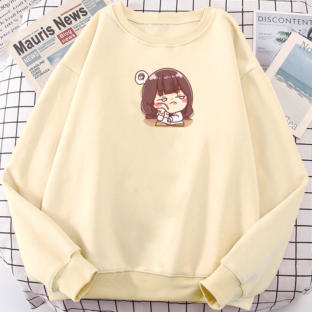 Sweater oblong oversize wanita BORING GIRL sweter crewneck bigsize terbaru murah kekinian