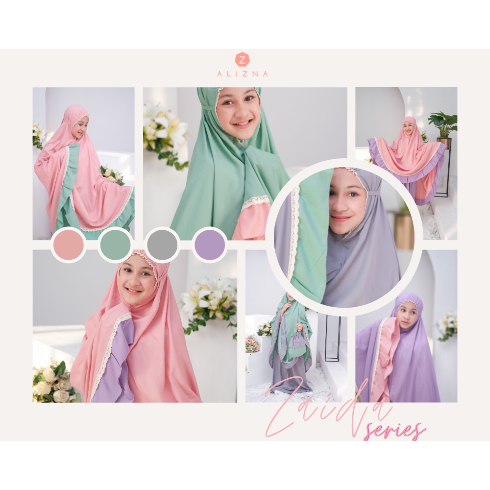 Mukena Anak Perempuan Nibras Nma 013 S & M Flowers Warna Fanta Navy Mukena Anak Pleat Claretta Cok M