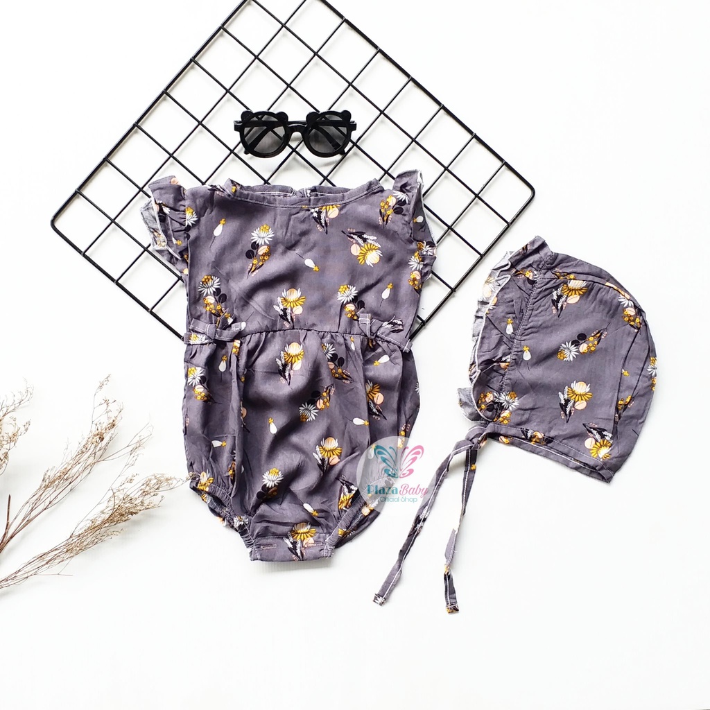 PROMO 7.7 plazababyku  MX ROMPER EMMA setelan bayi motif bunga yang lucu free bonnet PART2