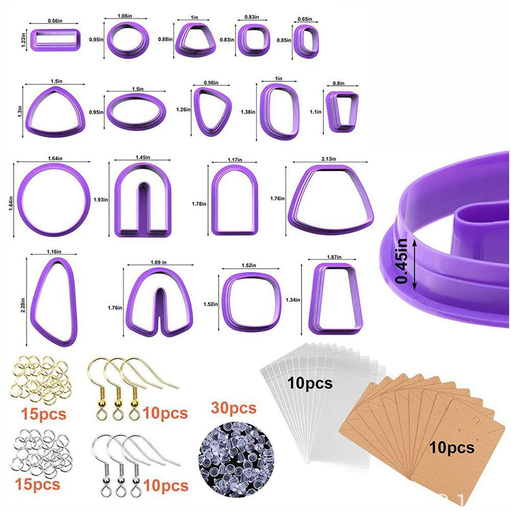 Preva 129pcs Polymer Clay Cutters DIY Craft Earring Kartu Membuat Perhiasan Cetakan Kue