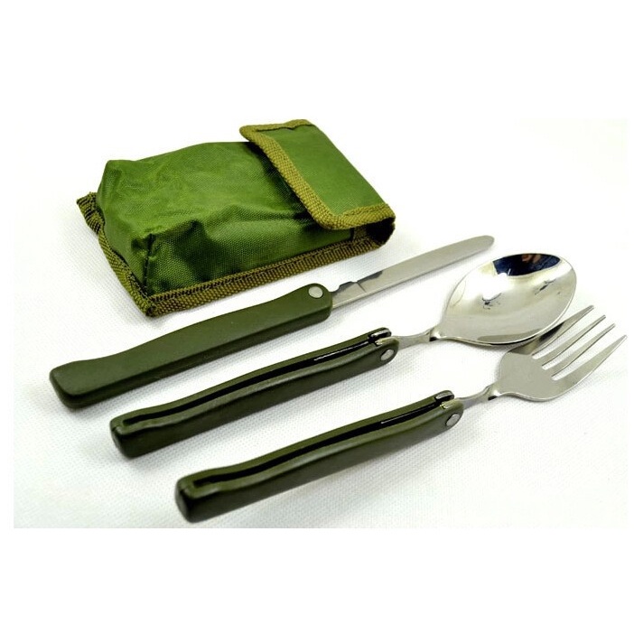 YGRETTE - EDCGEAR Sendok Garpu Pisau Lipat Spoon Fork Knife Foldable Portable Set Army Military Camping Tools Pocket Knife EDC Multifungsi 7 in 1