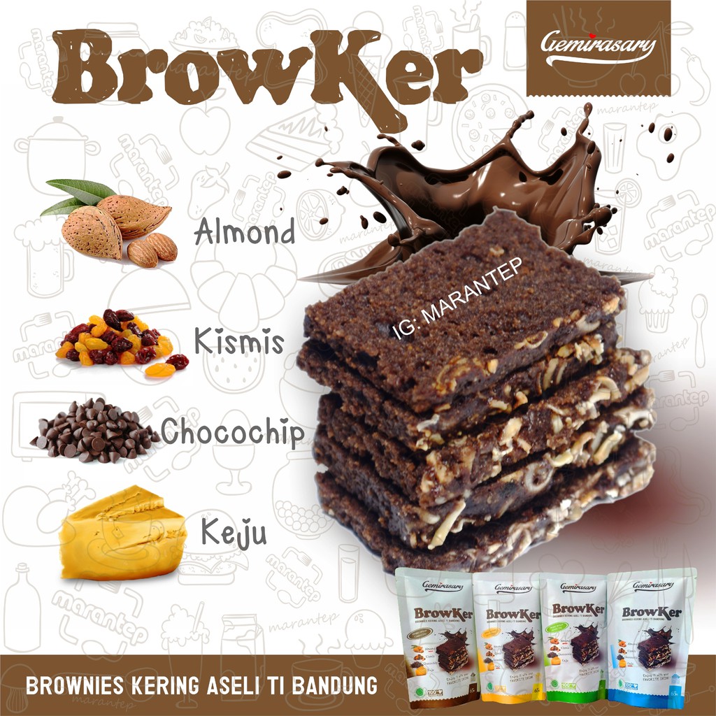 

BROWKER Brownies Kering yang crunchy banget tiap slice brownis nya!