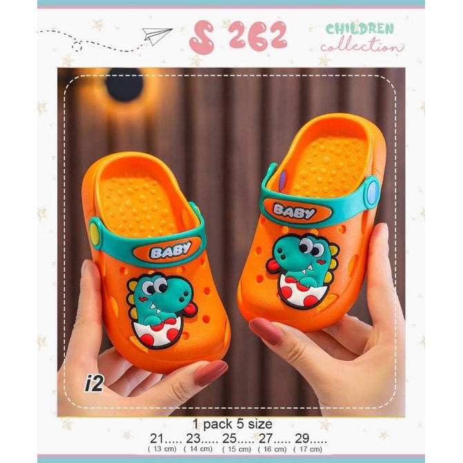 Sandal bakpao anak laki laki motif dino orange