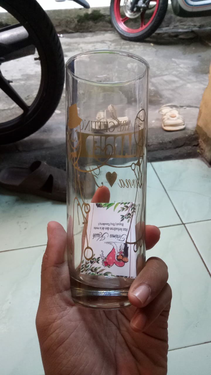 Souvenir Pernikahan Gelas Kaca Minum Gelas Bamboo Bambu Gelas Jus Gelas Sablon Kemas Box Rustic