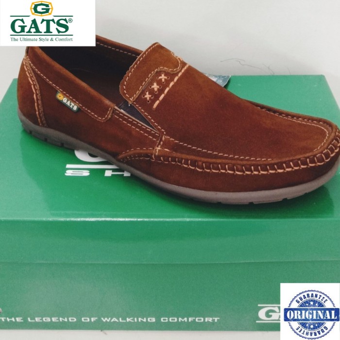 sepatu flat gats HK 0002 coklat tua.sepatu casual pria gats