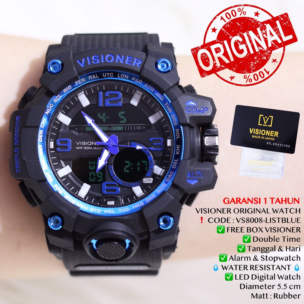 Jam Tangan Pria Digital VISIONER ORIGINAL WATCH FREE BOX Tahan Air VS8008