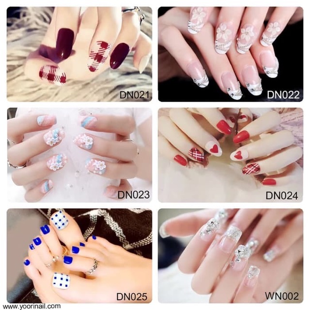 Kuku palsu hias set 24pcs wedding fake nails false nail free nail glue