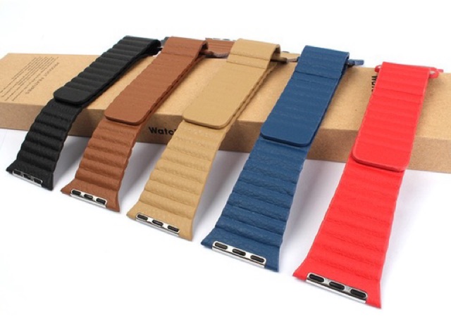 Strap apple watch iwatch magnetic loop leather series 7 6 5 4 3 2 1 44mm 42mm 40mm 41mm keren classic tali jam band magnet