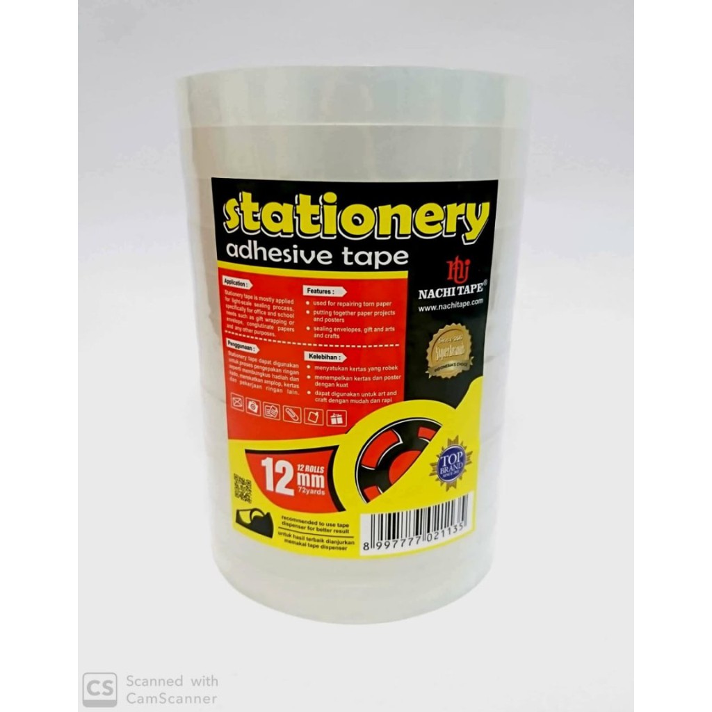 

Nachi Selotip Stationery Nachi Transparant 12mm x 72 yard 1/2 Inch slop